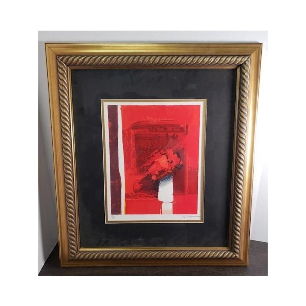 Emile Bellet Signed LE Lithograph 32/450 Framed 23x21 Abstract